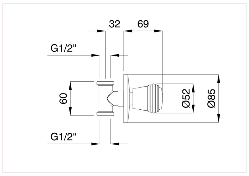 Bugnatese Axo 660 - csempeszelep 1/2″ csatlakozással
