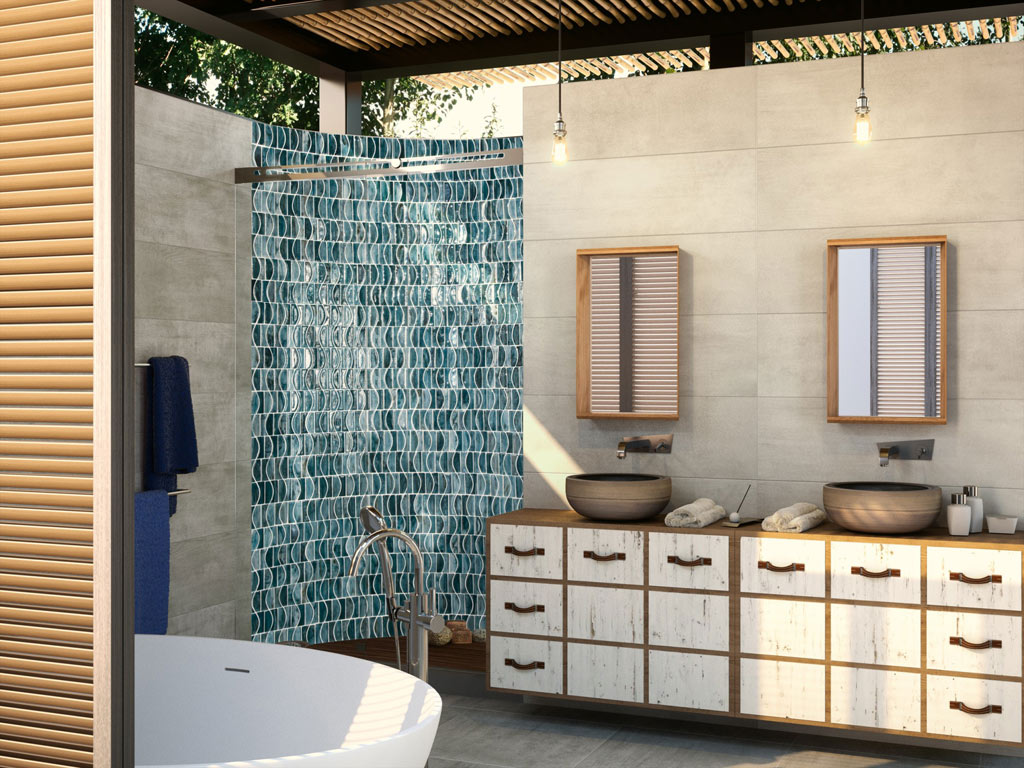 Dune Glass Mosaics Modern fürdőszoba 