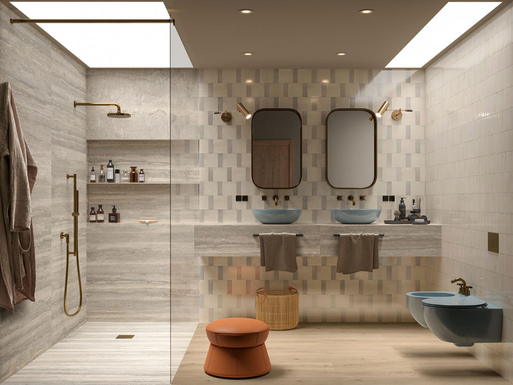 Marazzi Mystone Travertino Modern fürdőszoba 