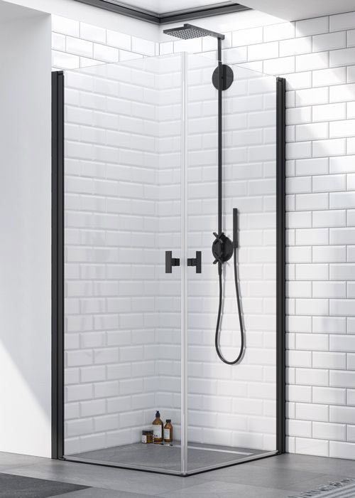 Radaway Nes Black KDD I 90 J átlátszó szögletes zuhanykabin