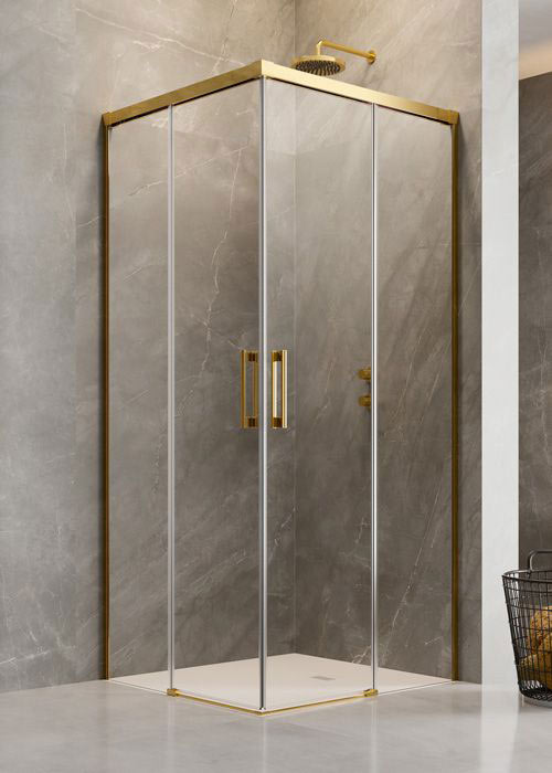 Radaway Idea Gold KDD 120 J átlátszó szögletes arany zuhanykabin