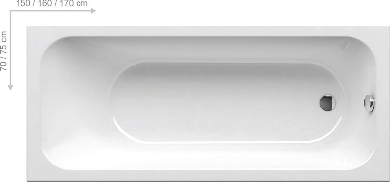 Ravak Chrome Egyenes kád 170 x 75 cm