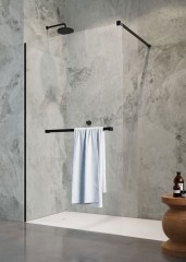 Radaway Modo New Black II 155 Walk-in zuhanyfal törölközőtartóval