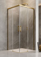 Radaway Idea Gold KDD 100 J átlátszó szögletes arany zuhanykabin
