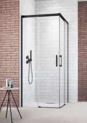 Radaway Idea Black KDD 80 J átlátszó szögletes fekete zuhanykabin
