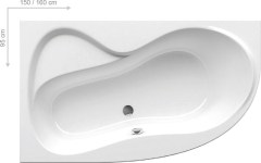 Ravak Rosa 95 Aszimmetrikus kád 150 x 95 cm