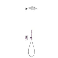 Tres Loft Colors falba süllyesztett  zuhany csaptelep szett, esőztetővel és kézizuhannyal, purple-chrome 20018002VI