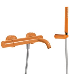 Tres Study Exclusive fali zuhany és kádtöltő csaptelep, szatén tömlős kézizuhannyal, orange 26117001TNA