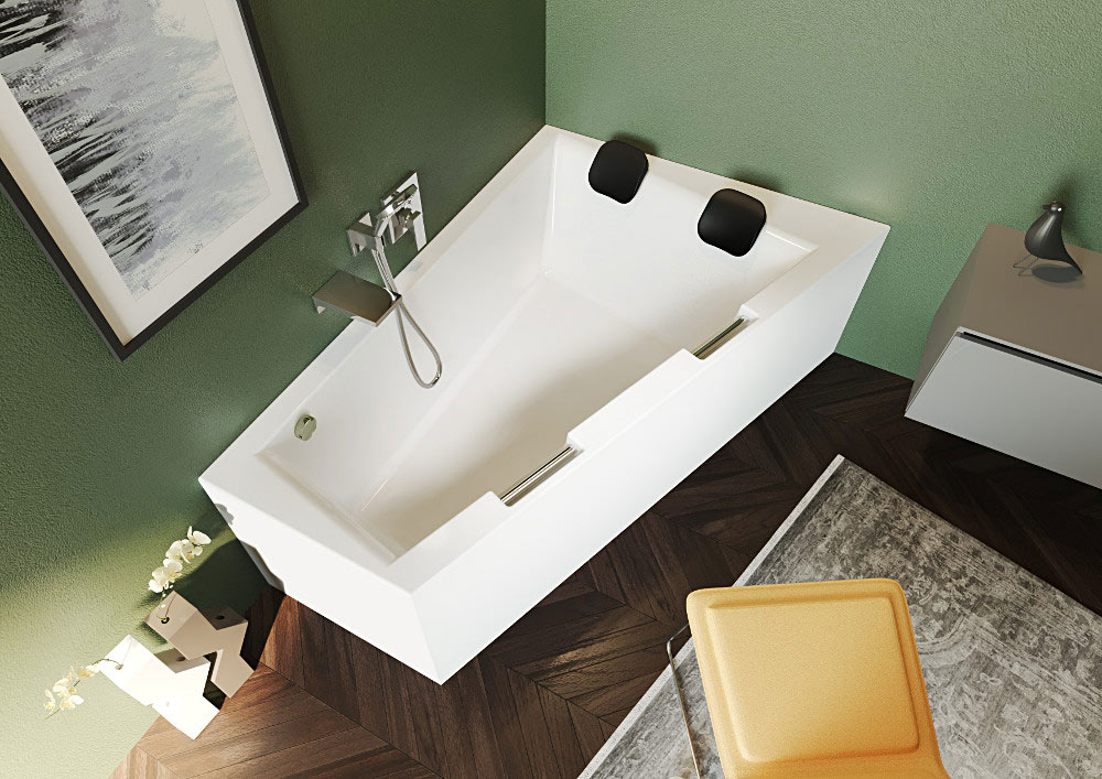 Riho Doppio Plug & Play Jobb aszimmetrikus kád 180x130 cm