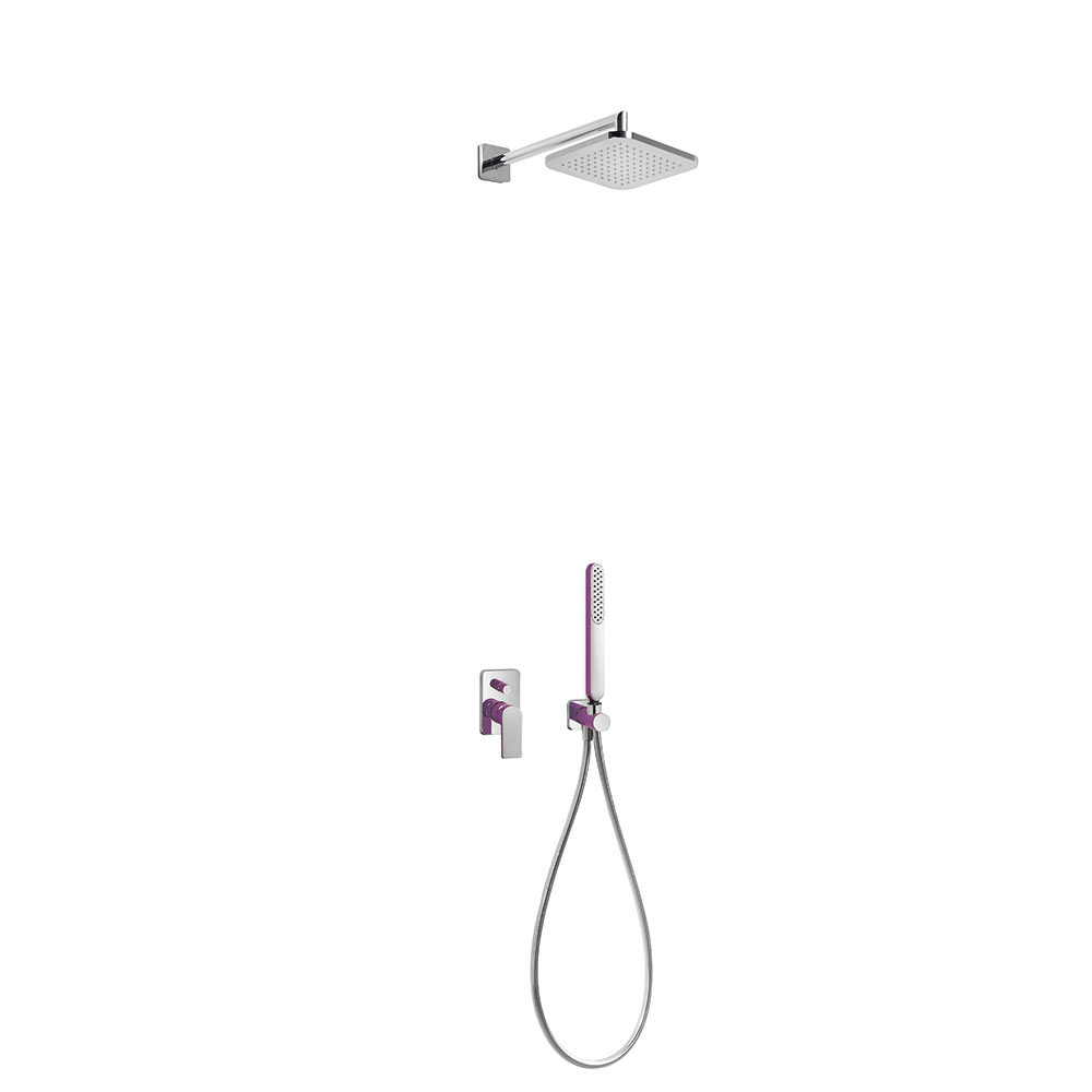 Tres Loft Colors falba süllyesztett  zuhany csaptelep szett, esőztetővel és kézizuhannyal, purple-chrome 20018002VI