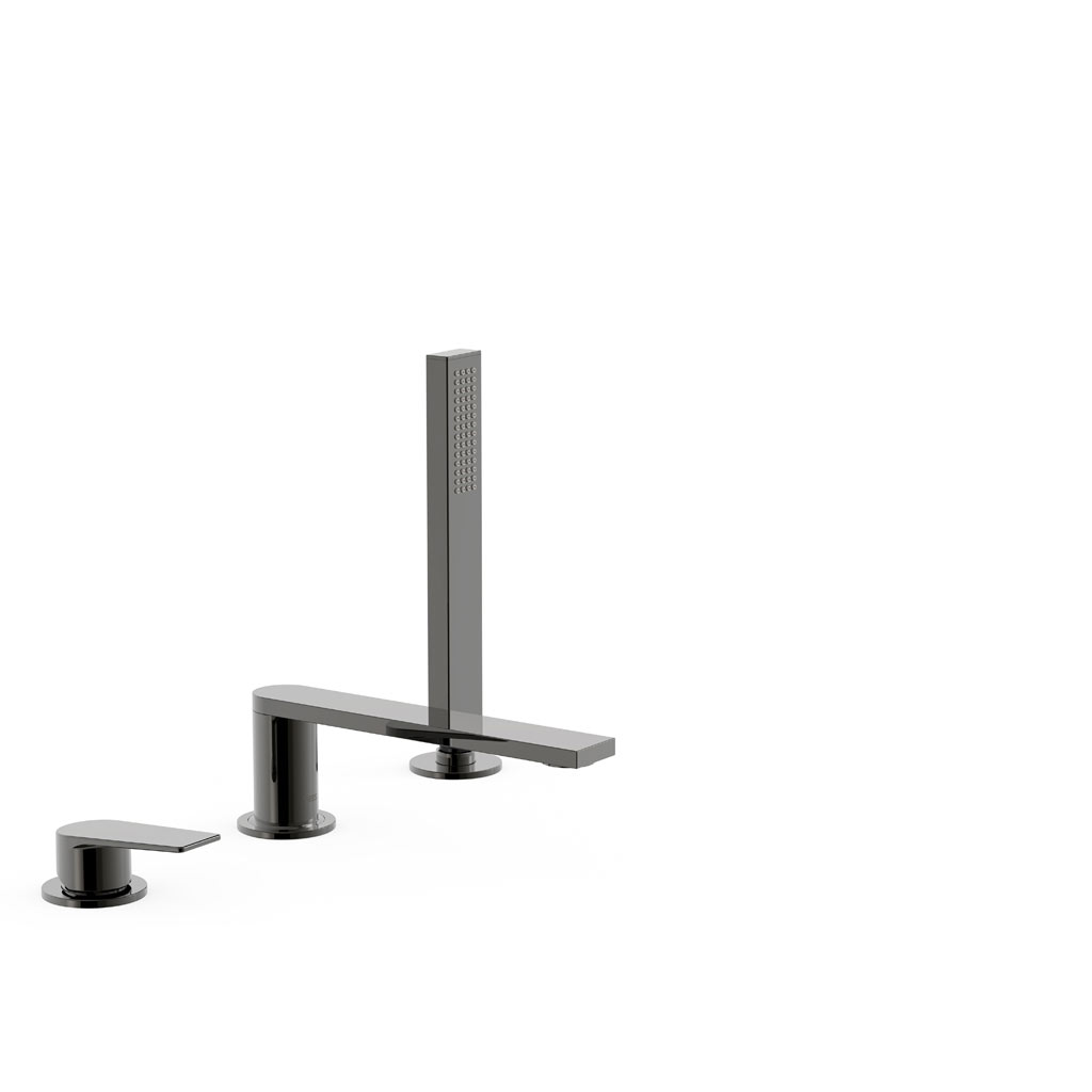 Tres Project-Tres peremre ültethető kádtöltő csaptelep, kézizuhannyal metallic black   21116101KM