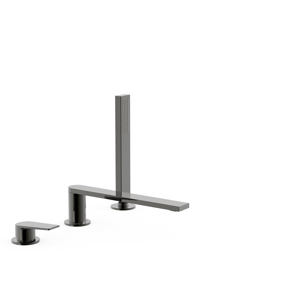 Tres Project-Tres peremre ültethető kádtöltő csaptelep, kézizuhannyal, (kifolyó 230 mm) metallic black   211161013KM