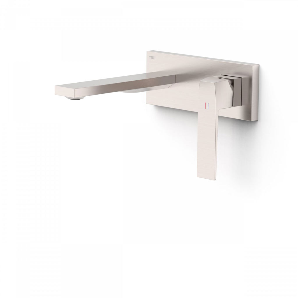 Tres Slim Exclusive falba süllyesztett egykaros mosdó csaptelep, 180 mm-es kiömlővel, leeresztővel, steel  20230011AC