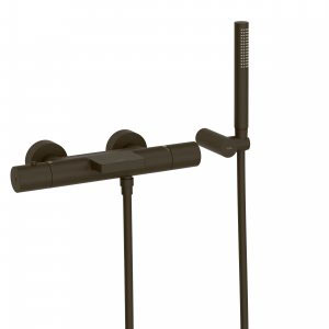 Tres Study Exclusive fali termosztátos zuhany csaptelep, cascade kifolyóval, kézizuhannyal, black bronze 26117209KMB
